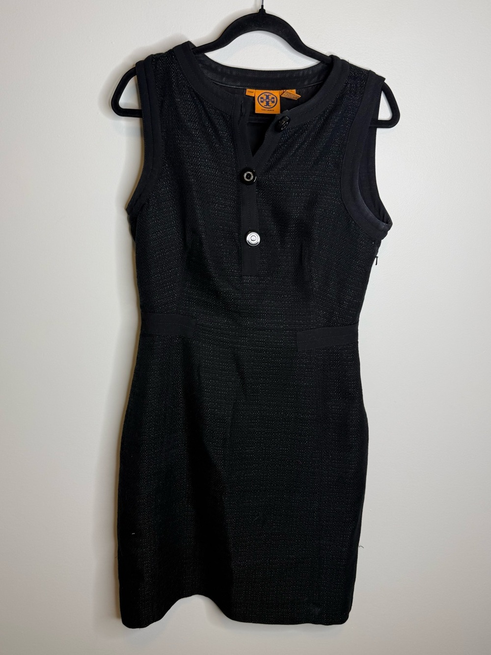 Tory Burch Black Textured Sleeveless Midi Dress size 8